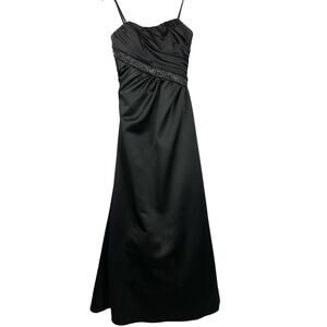Women's David's Bridal Dress Black Convertible Spaghetti / Strapless Zip 4 Long